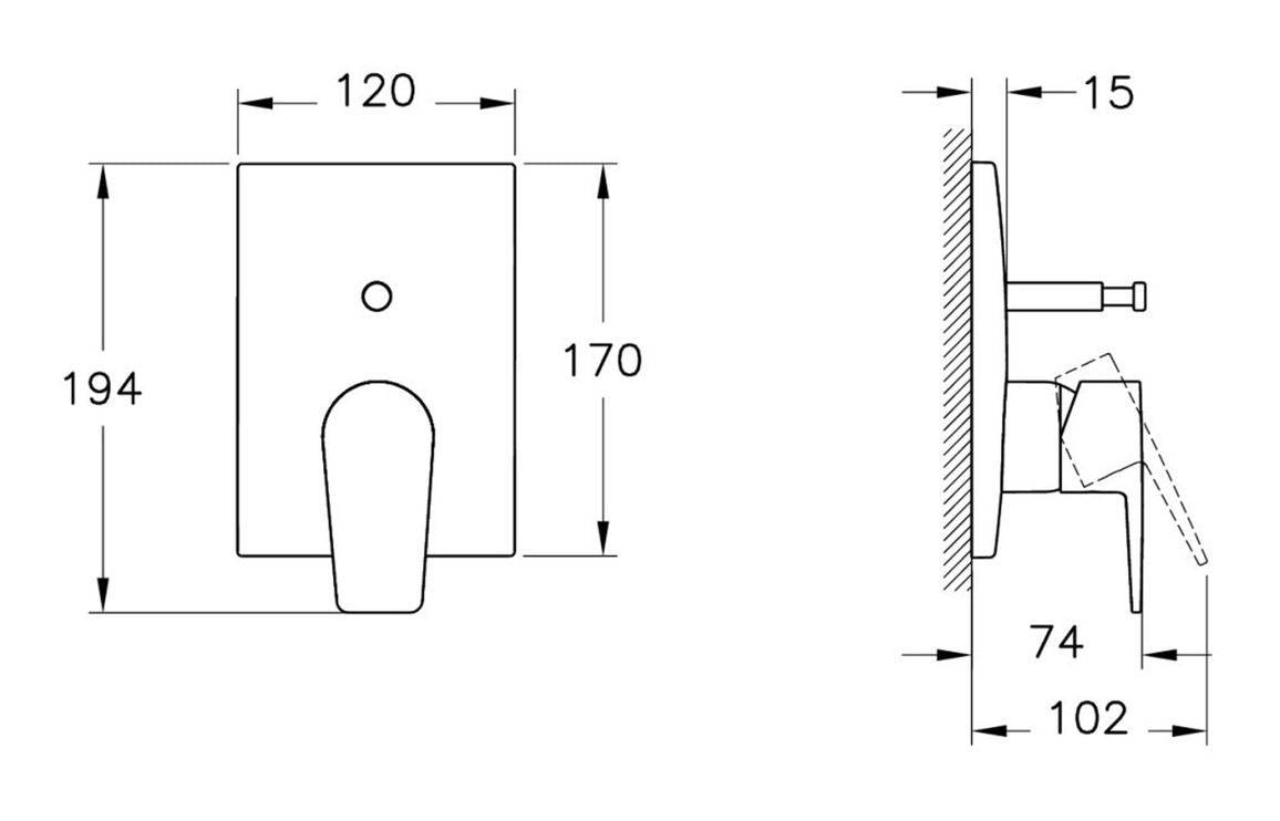 VitrA Flow Square Integrated Bath Mixer Valve