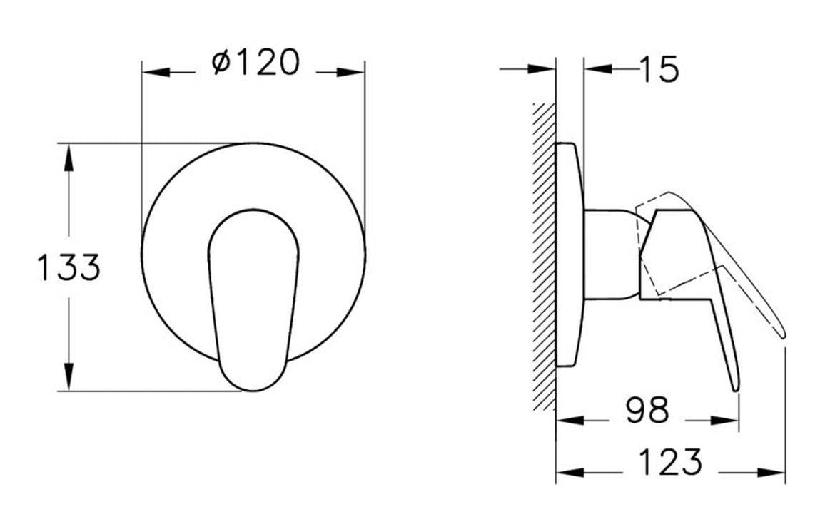 VitrA Flow Round Wall Mounted Shower Valve - Chrome