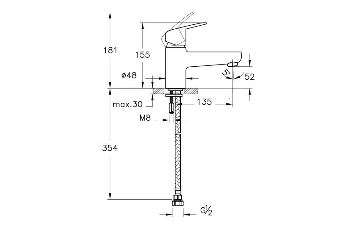 VitrA Flow Round Monohole Bath Filler - Chrome