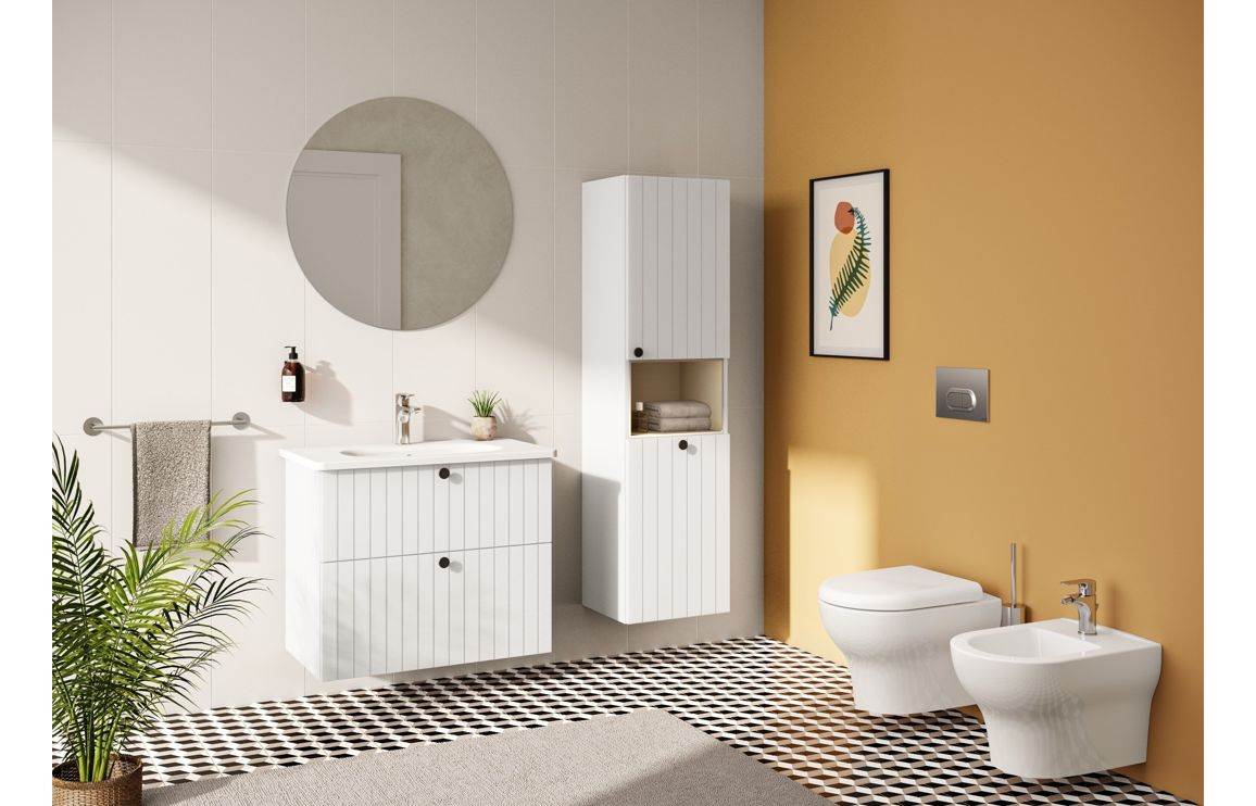 VitrA Root Groove 40cm 2 Door Semi-Tall Unit w/Laundry Basket - Matt White, Matt Fjord Green, Matt Grey, Matt Dark Blue, Matt Graphite, Matt Light Grey,  Matt Retro Green
