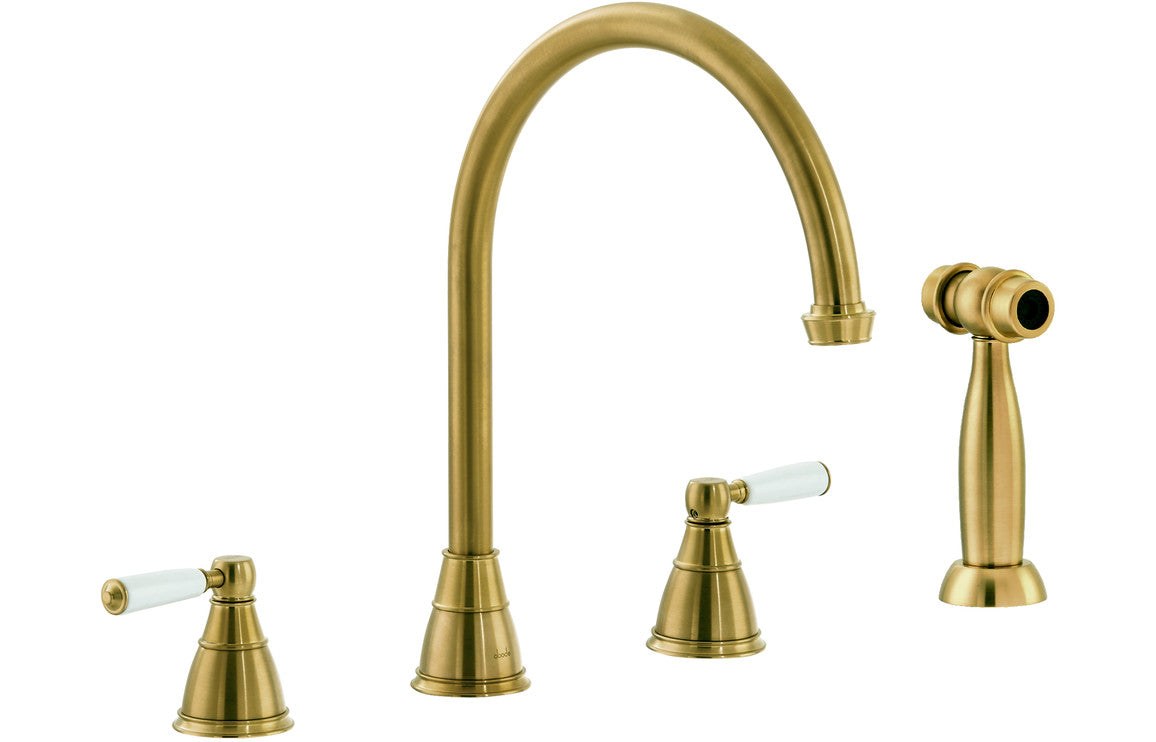 Abode Astbury 3 Part Mixer Tap w/Handspray - Forged Brass