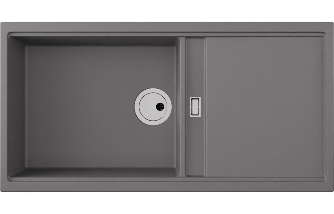 Abode Syncronist Large 1.25B & Drainer Inset/Undermount Sink - Metallic Grey
