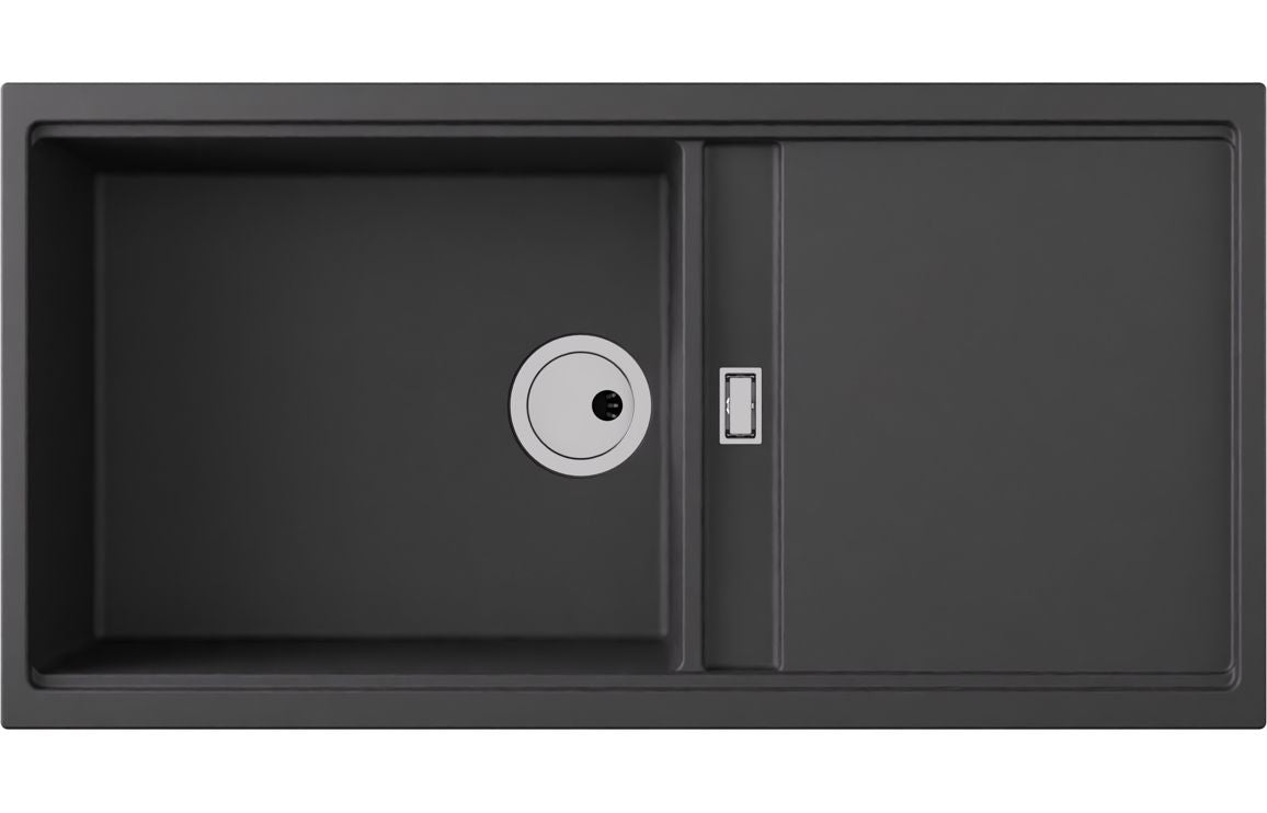 Abode Syncronist Large 1.25B & Drainer Inset/Undermount Sink - Metallic Black