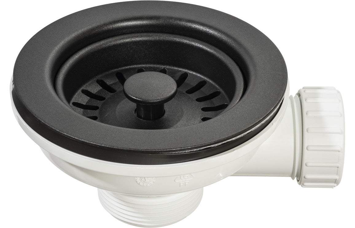 Abode 90mm (1.5") Manual Basket Strainer Waste - Matt Black