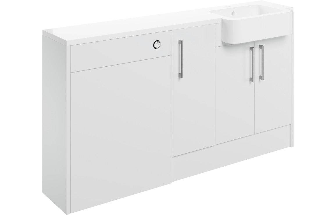 Alba 1542mm Basin  WC & 1 Door Unit Pack (LH) - White Gloss