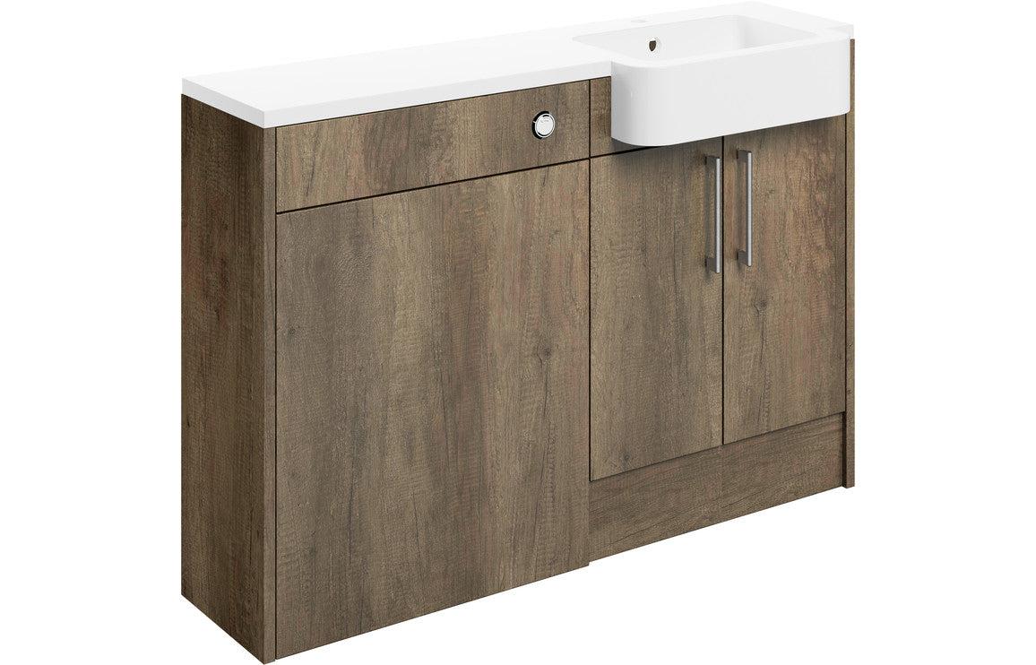 Alba 1242mm Basin & WC Unit Pack (LH) - Nebraska Oak