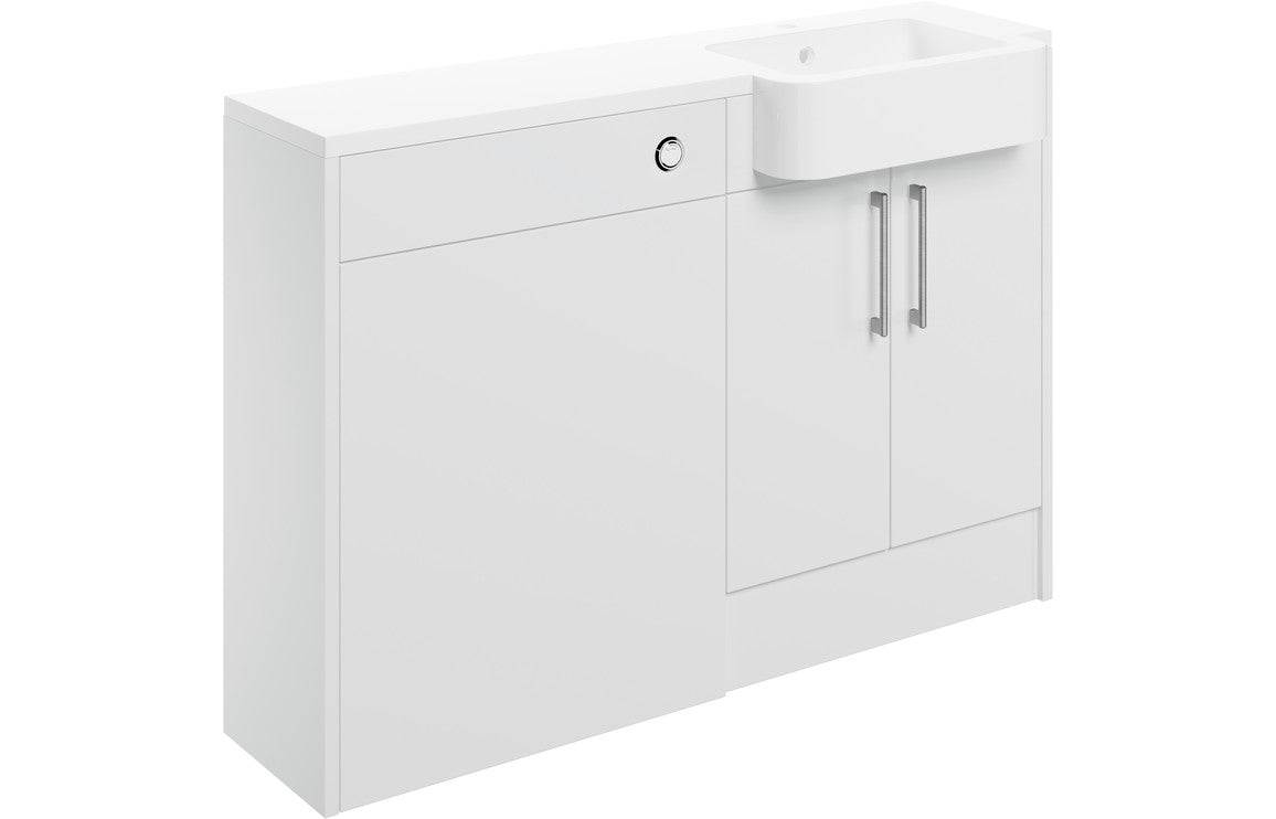 Alba 1242mm Basin & WC Unit Pack (LH) - White Gloss