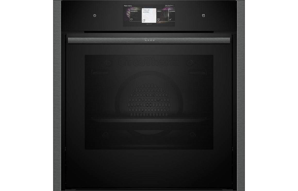 Neff N90 B64FT53G0B Single Slide & Hide Electric Oven w/Steam - Black w/Graphite Trim