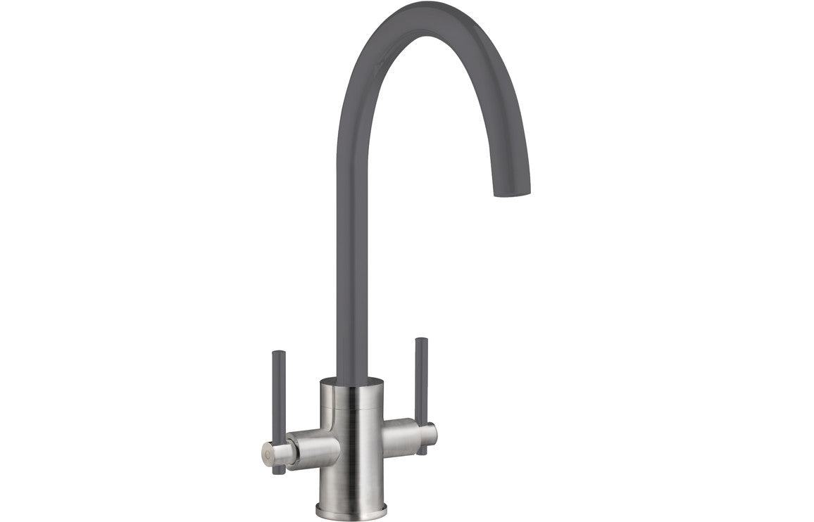 Prima+ Swan Neck Dual Lever Mixer Tap - Gun Metal