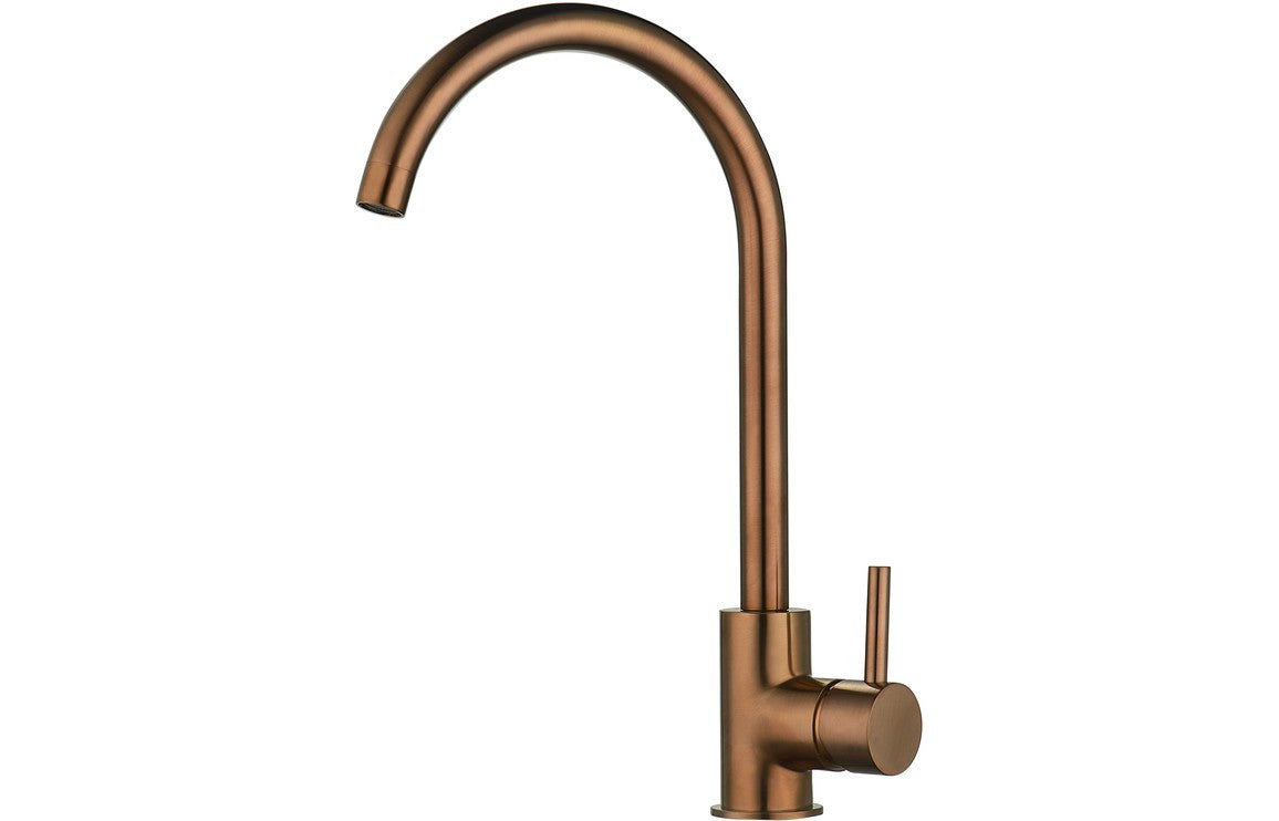 Prima Swan Neck Single Lever Mixer Tap - Copper