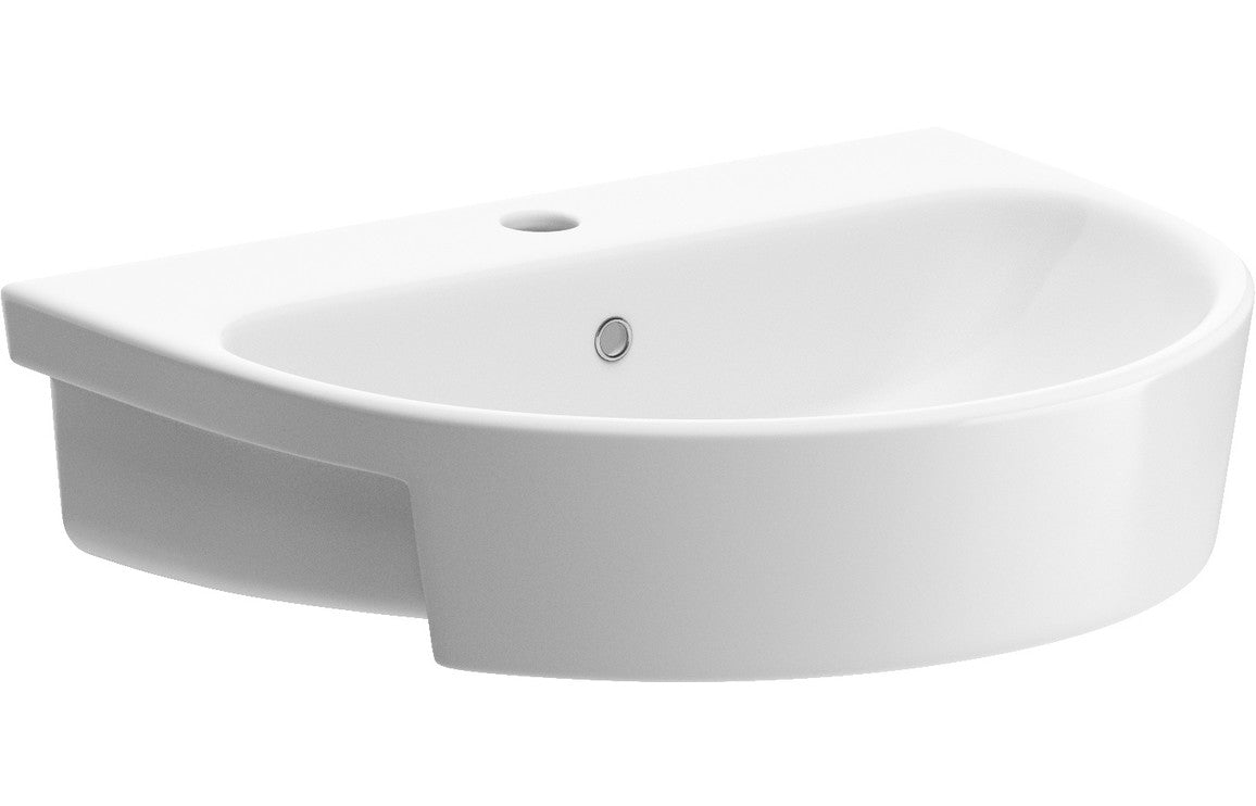 Cilantro 555x435mm 1TH Semi Recessed Basin