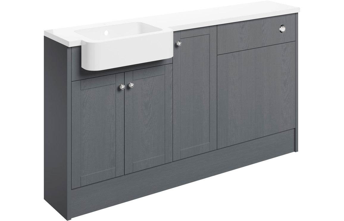 Benita 1542mm Basin  WC & 1 Door Unit Pack (RH) - Grey Ash