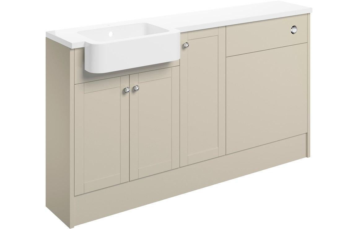 Benita 1542mm Basin  WC & 1 Door Unit Pack (LH) - Matt Latte