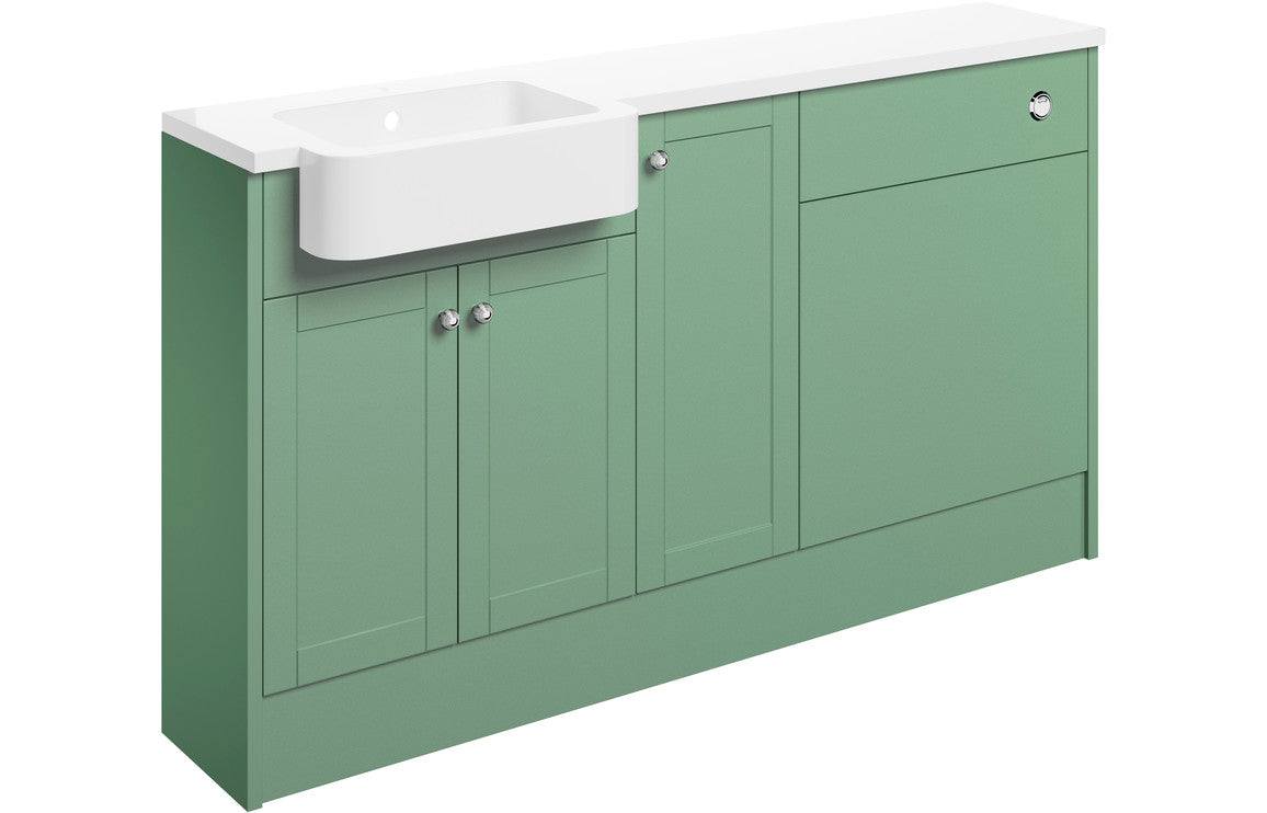 Benita 1542mm Basin  WC & 1 Door Unit Pack (LH) - Matt Sage Green