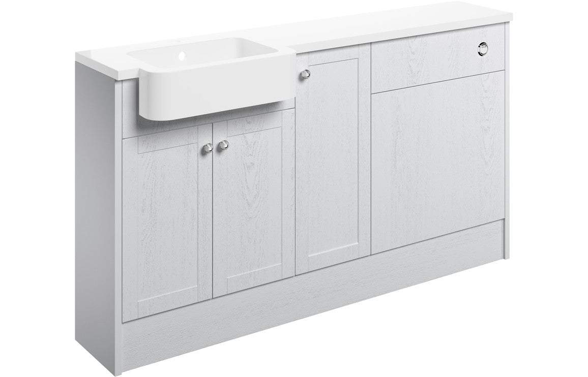 Benita 1542mm Basin  WC & 1 Door Unit Pack (LH) - Satin White Ash