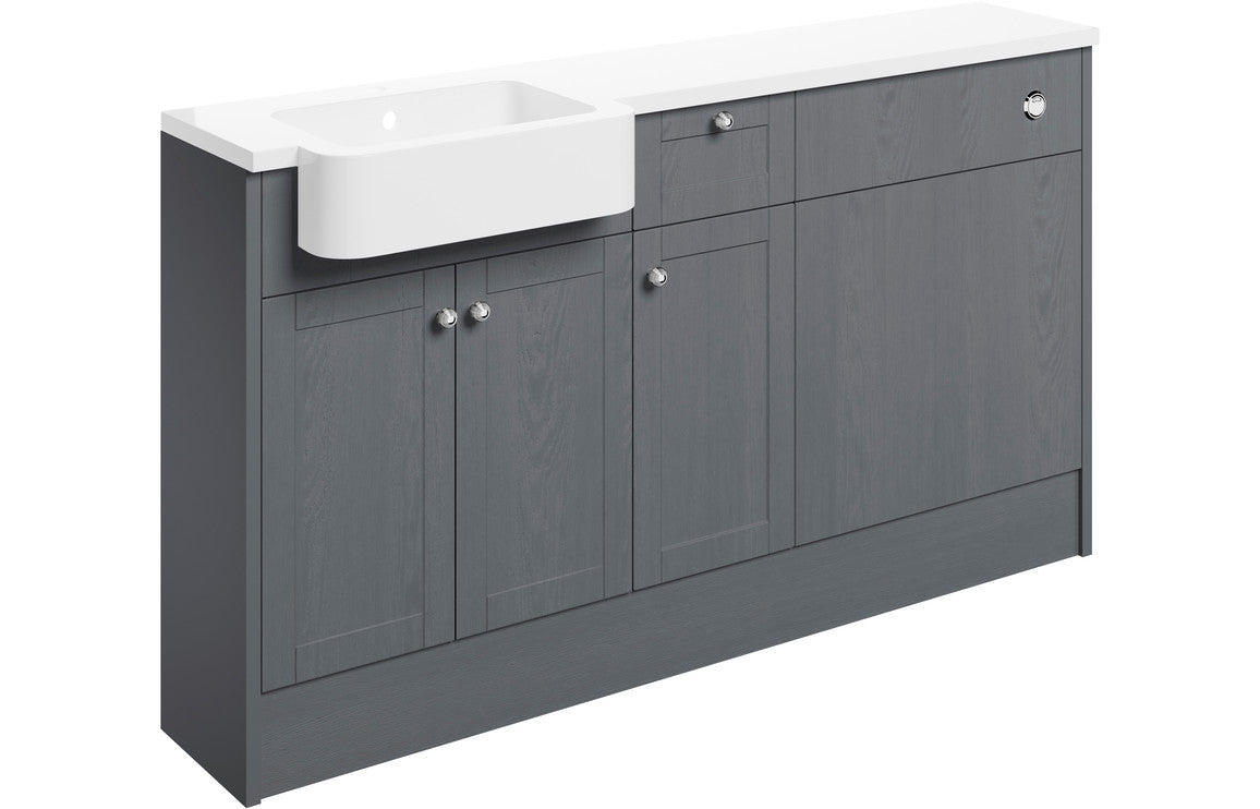 Benita 1542mm Basin  WC & 1 Drawer  1 Door Unit Pack (LH) - Grey Ash