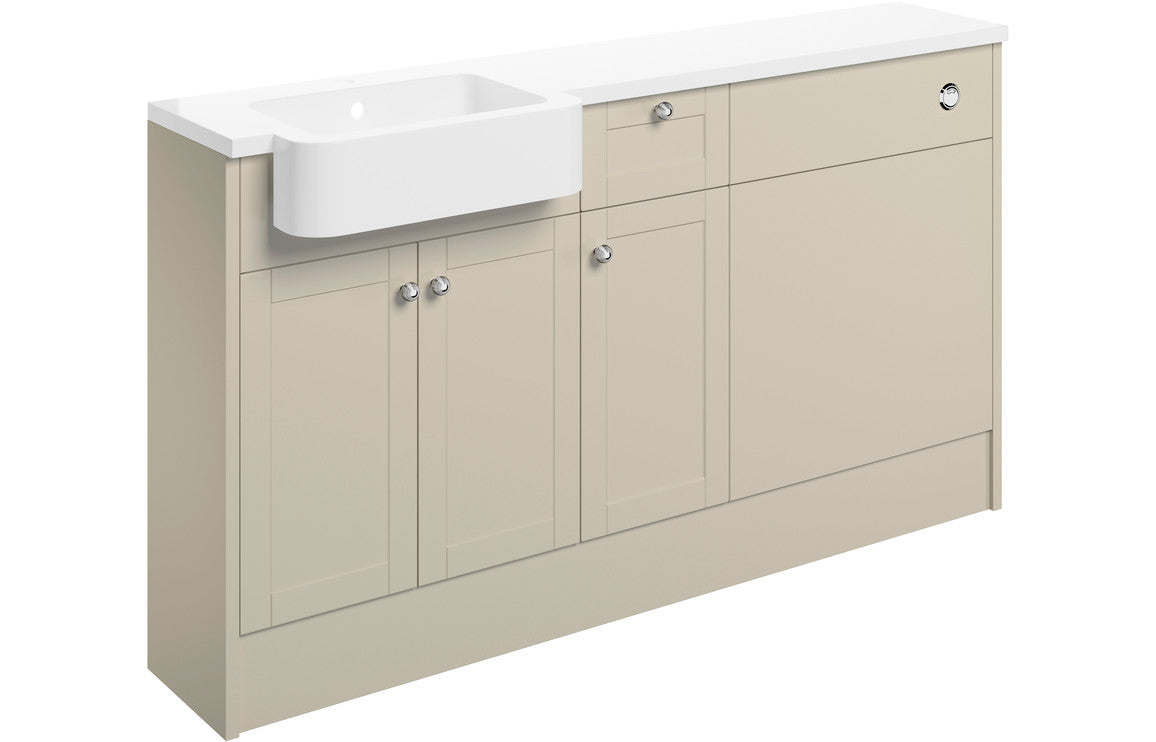 Benita 1542mm Basin  WC & 1 Drawer  1 Door Unit Pack (LH) - Matt Latte
