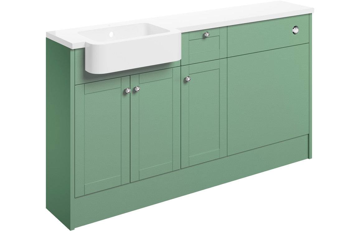 Benita 1542mm Basin  WC & 1 Drawer  1 Door Unit Pack (RH) - Matt Sage Green