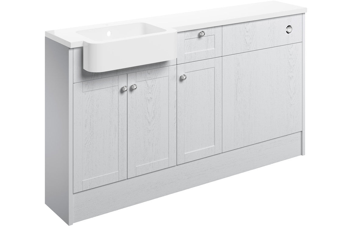 Benita 1542mm Basin  WC & 1 Drawer  1 Door Unit Pack (LH) - Satin White Ash