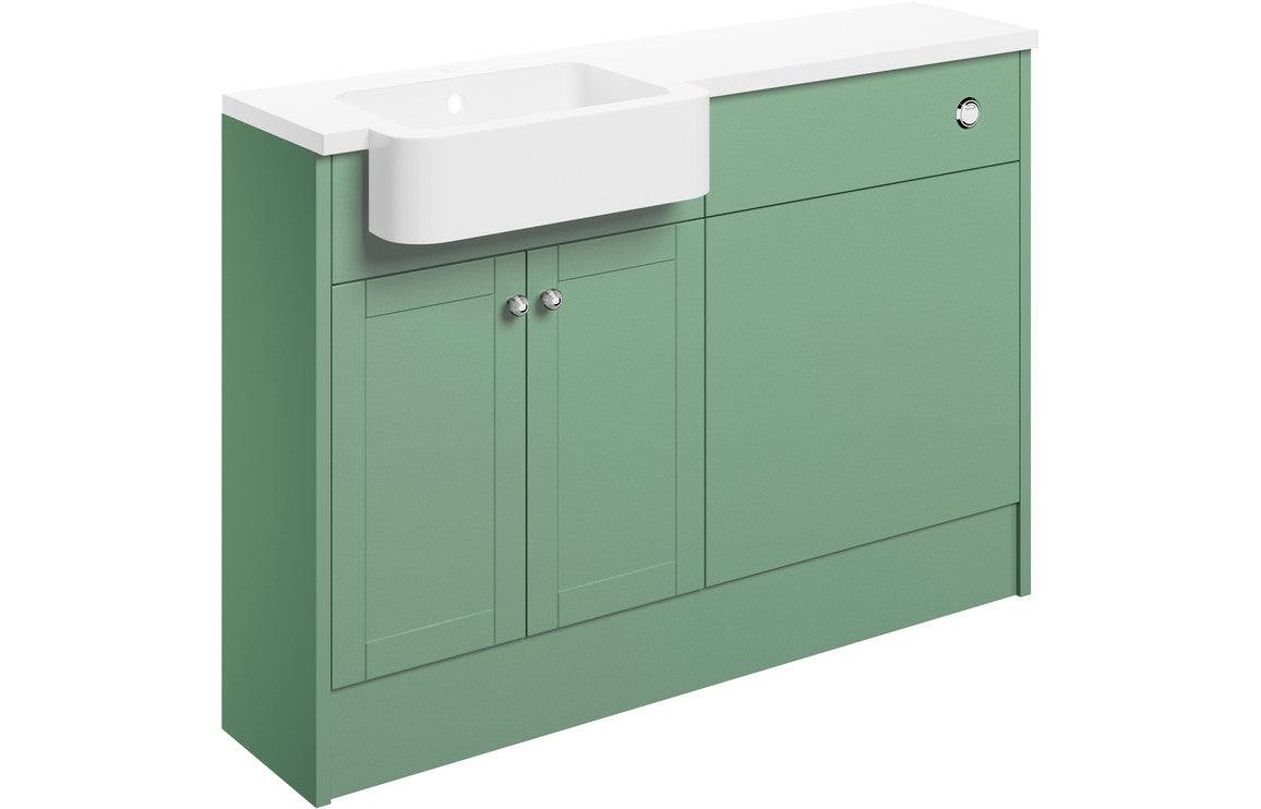 Benita 1242mm Basin & WC Unit Pack (RH) - Matt Sage Green