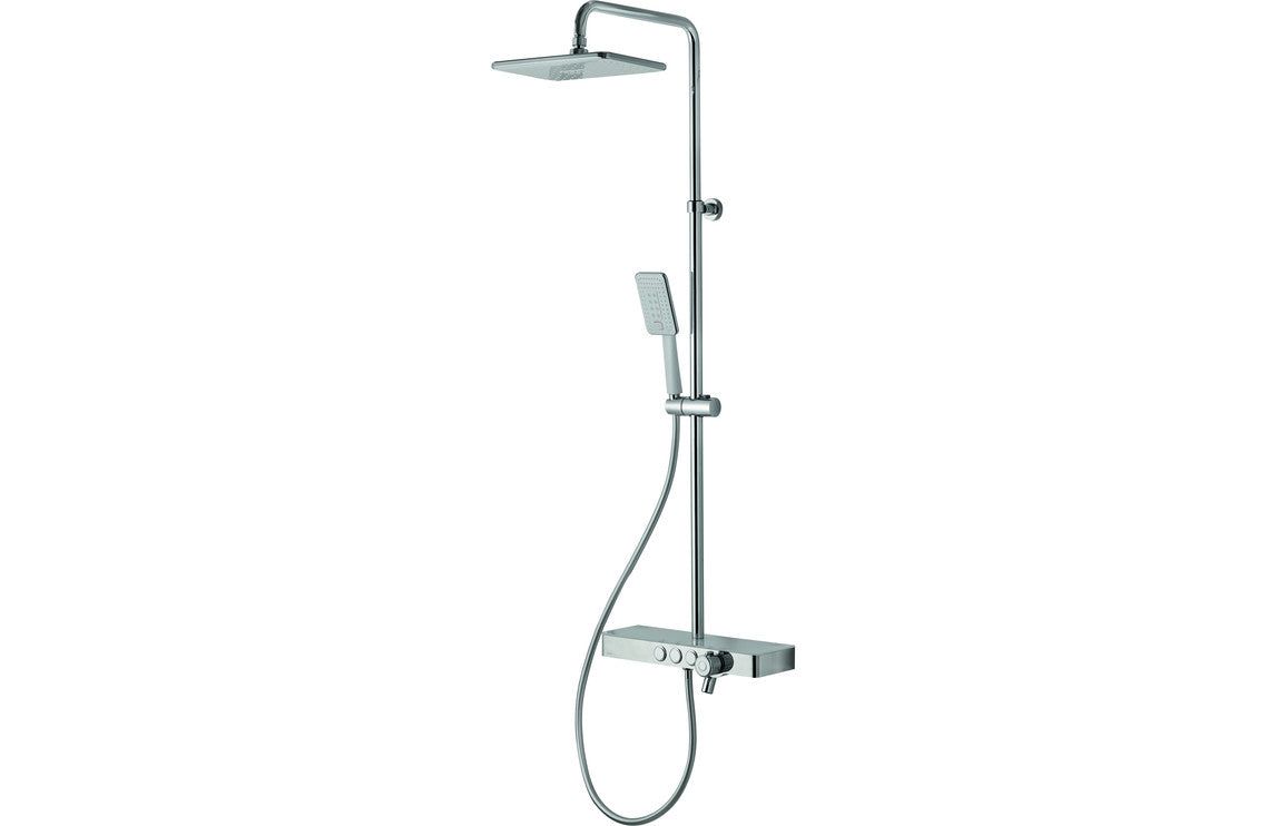 Vema Thermostatic Shower Column w/Fixed Head  Riser  Shelf & Foot Wash - White/Chrome