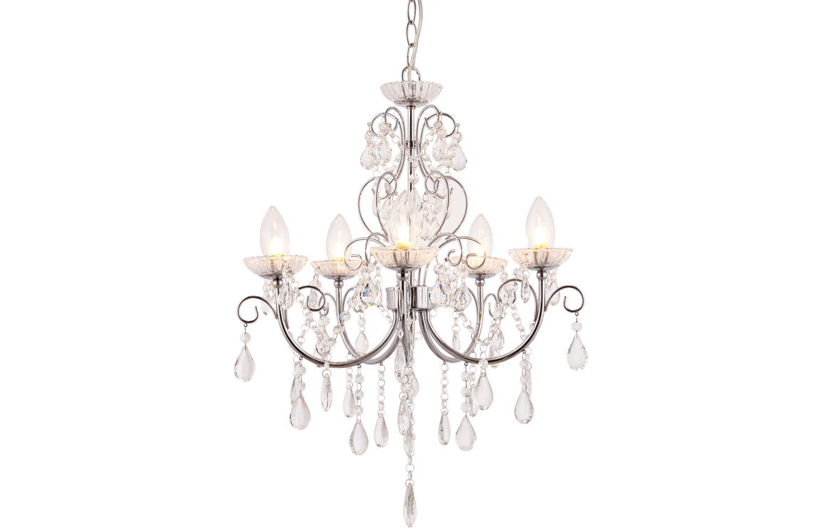 Sparkle 5 Arm Chandelier Ceiling Light - Chrome