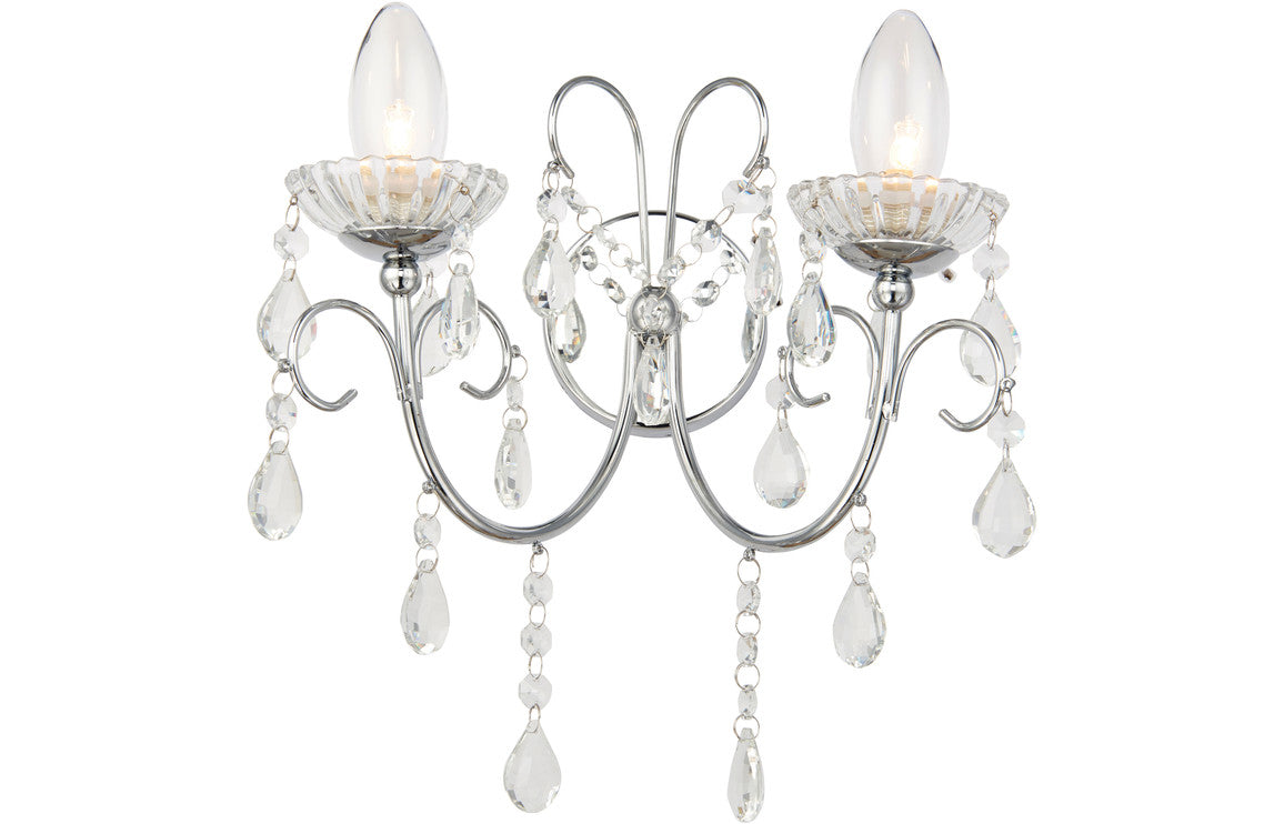 Sparkle 2 Arm Chandelier Wall Light - Chrome