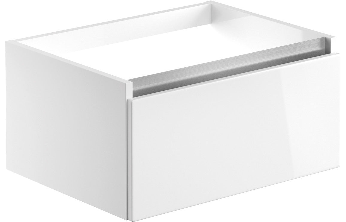 Carino 600mm 1 Drawer Wall Hung Basin Unit (No Top) - White Gloss