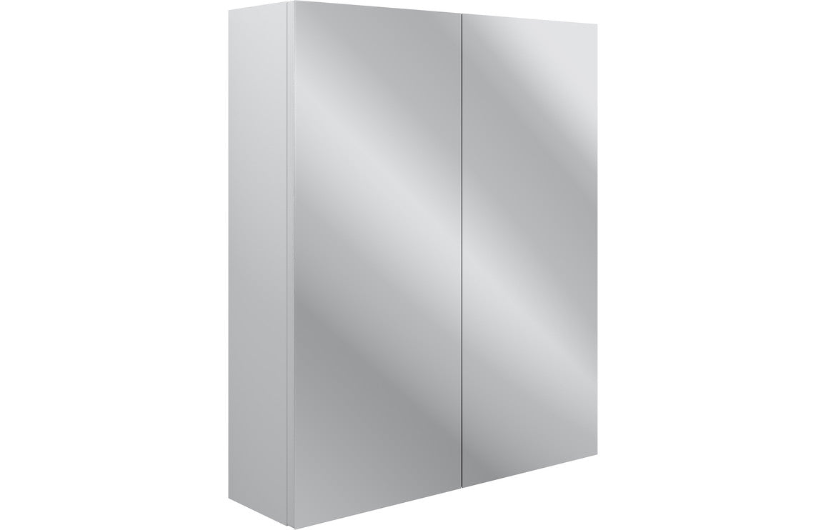 Benita 600mm 2 Door Mirrored Wall Unit - Satin White Ash