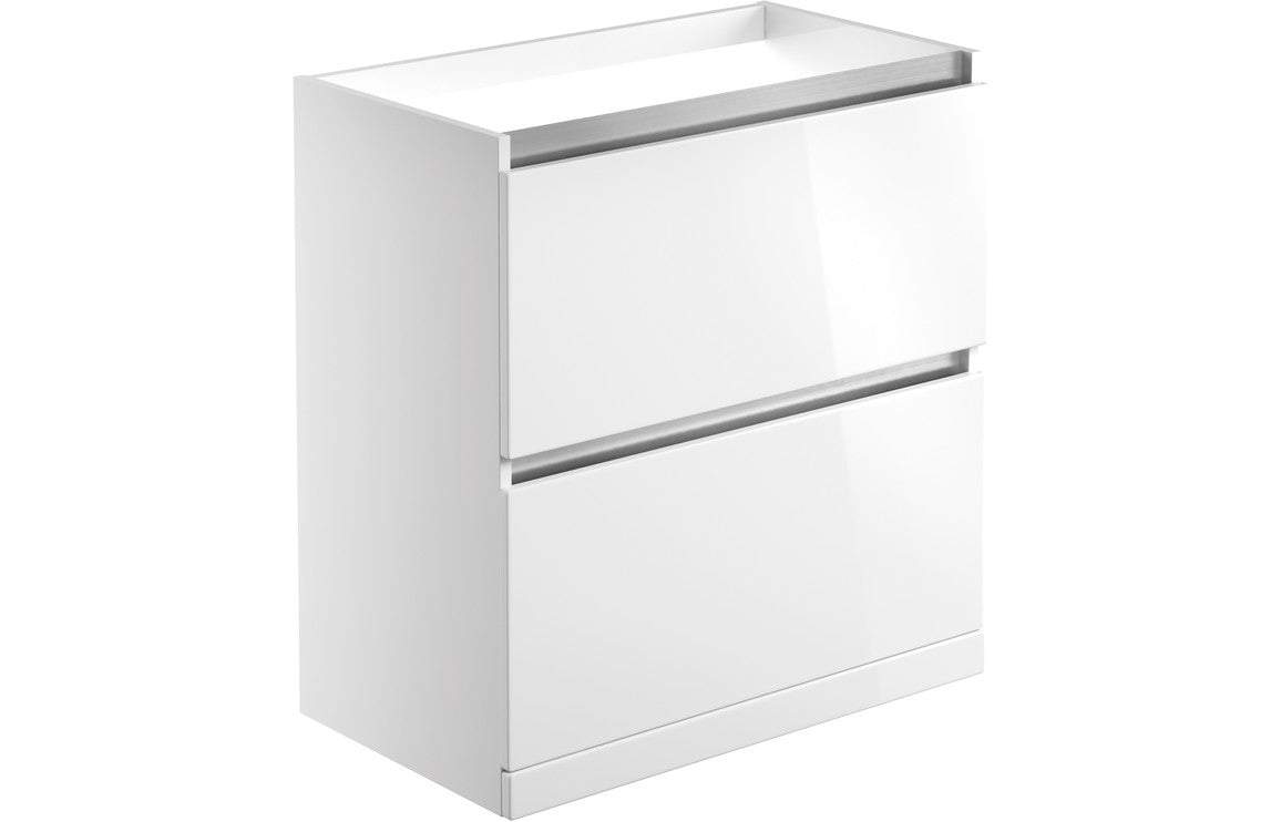 Carino 800mm 2 Drawer Floor Standing Basin Unit (No Top) - White Gloss