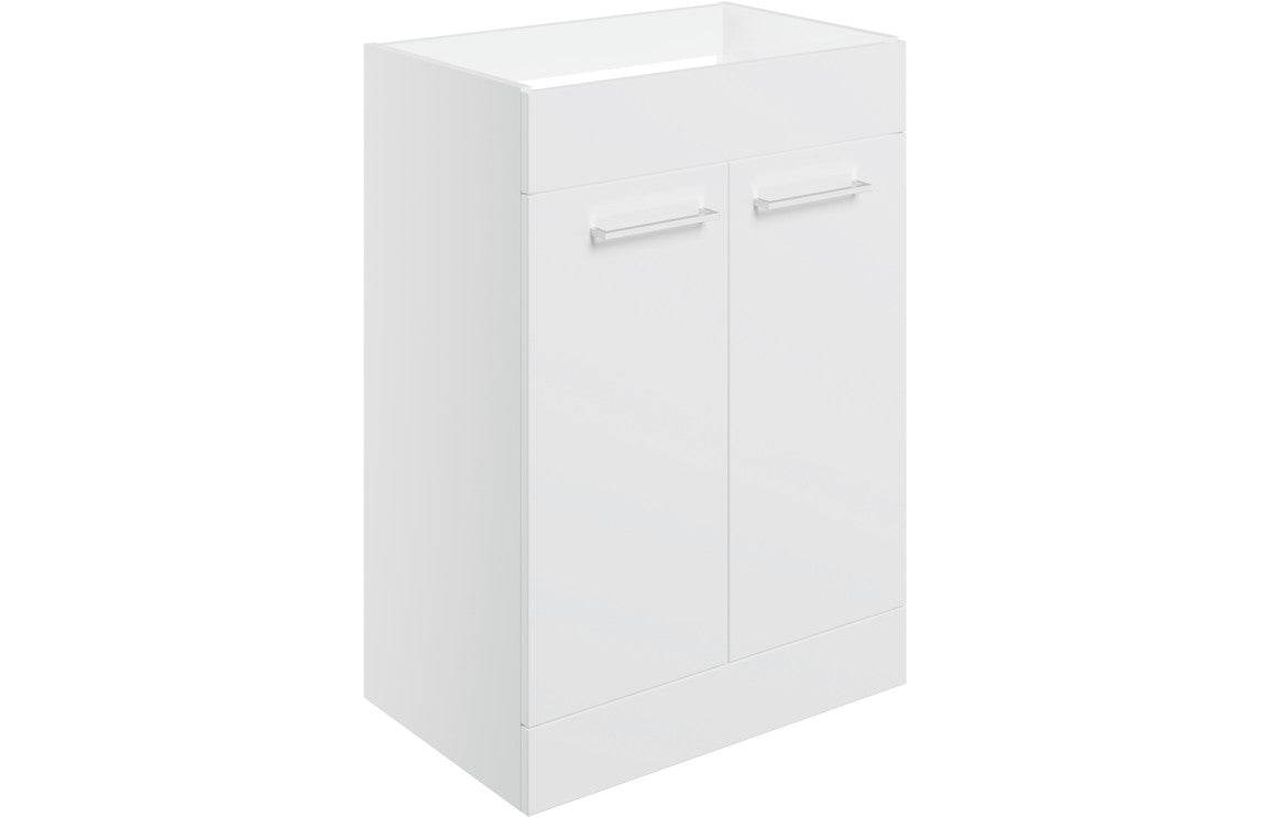 Volta 590mm Floor Standing 2 Door Basin Unit (No Top) - White Gloss