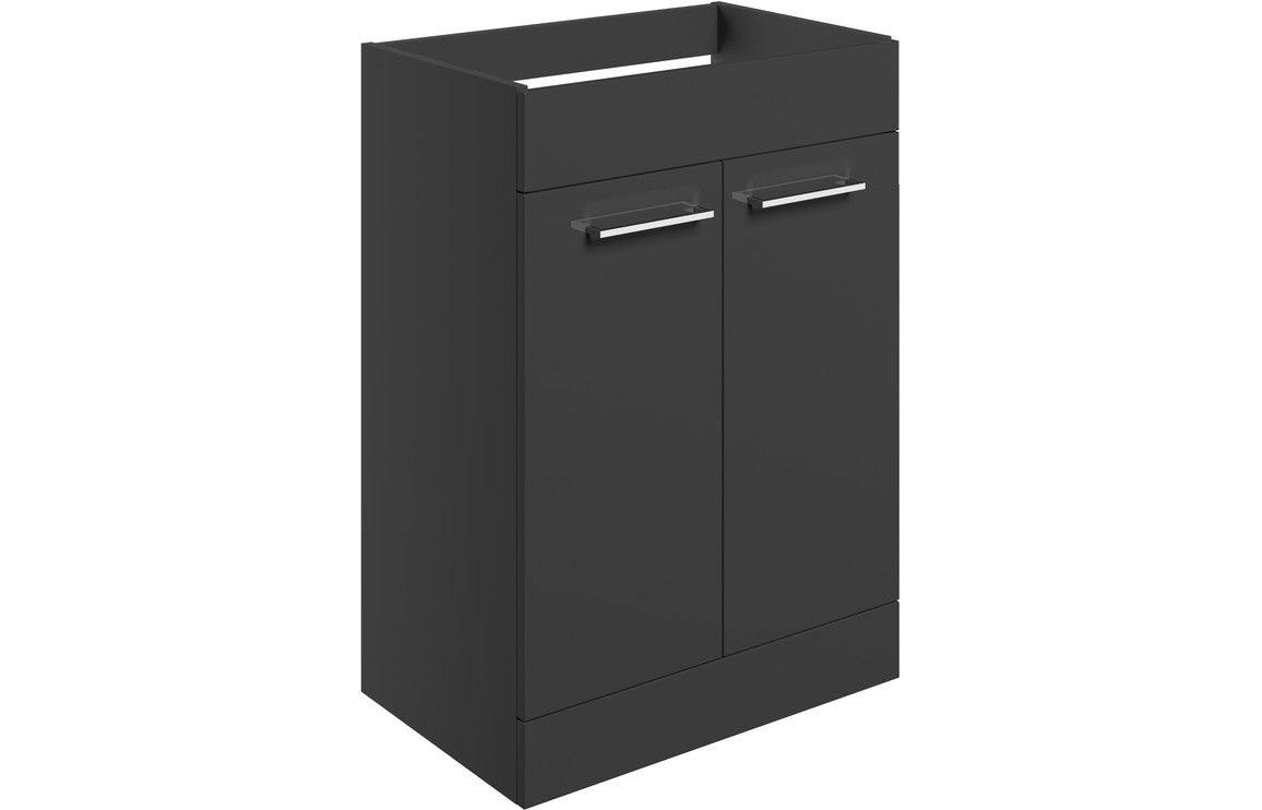 Volta 590mm Floor Standing 2 Door Basin Unit (No Top) - Anthracite Gloss