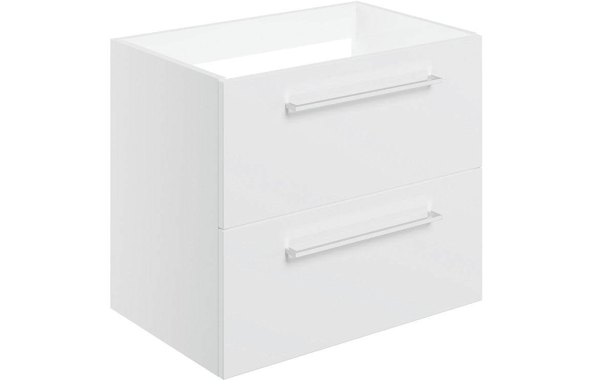 Volta 590mm Wall Hung 2 Drawer Basin Unit (No Top) - White Gloss