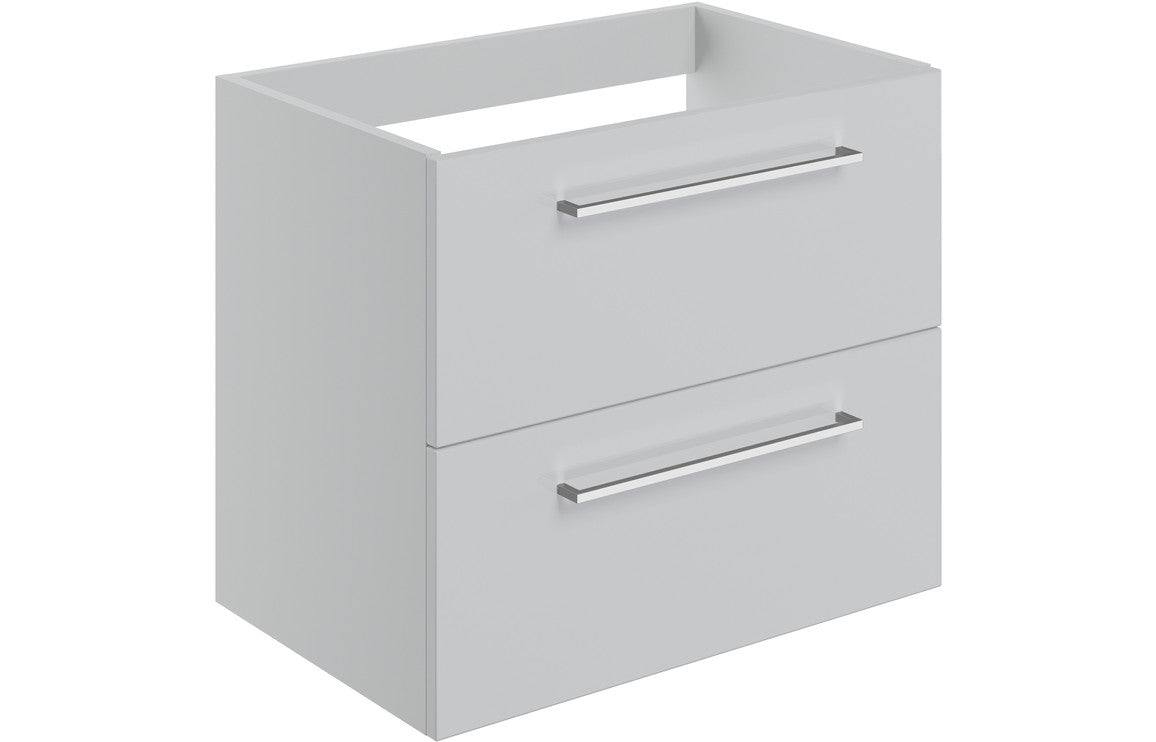 Volta 590mm Wall Hung 2 Drawer Basin Unit (No Top) - Grey Gloss