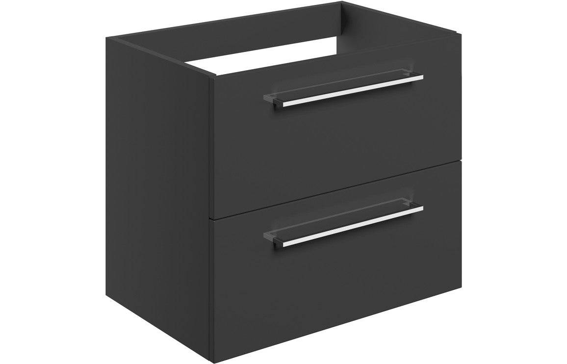 Volta 590mm Wall Hung 2 Drawer Basin Unit (No Top) - Anthracite Gloss