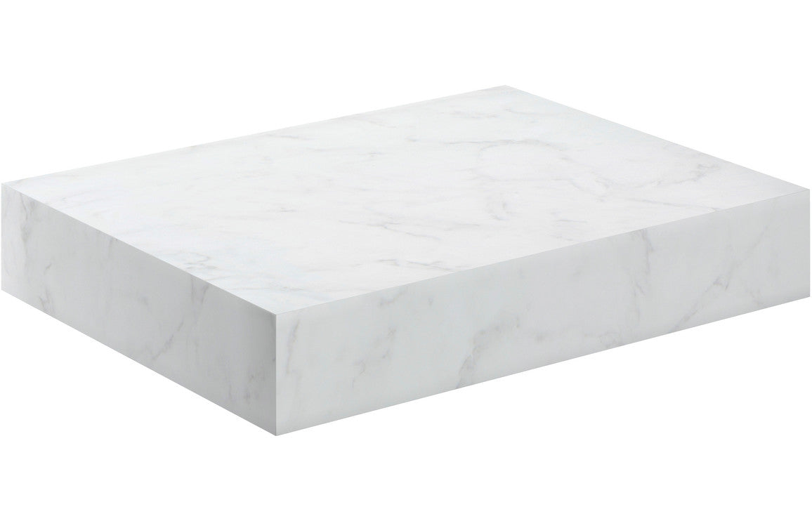 Natural 600mm Wall Hung Basin Shelf - White Marble