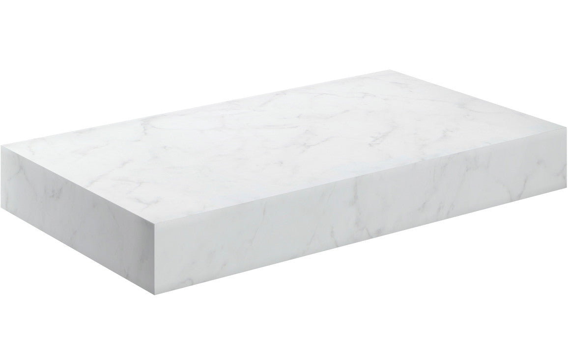 Natural 800mm Wall Hung Basin Shelf - White Marble