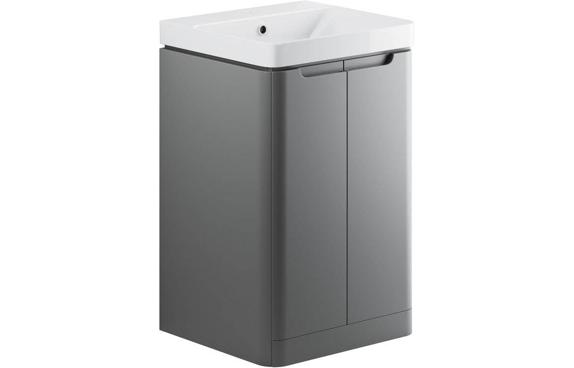 Lambra 500mm 2 Door Floor Standing Cloakroom Basin Unit - Matt Grey