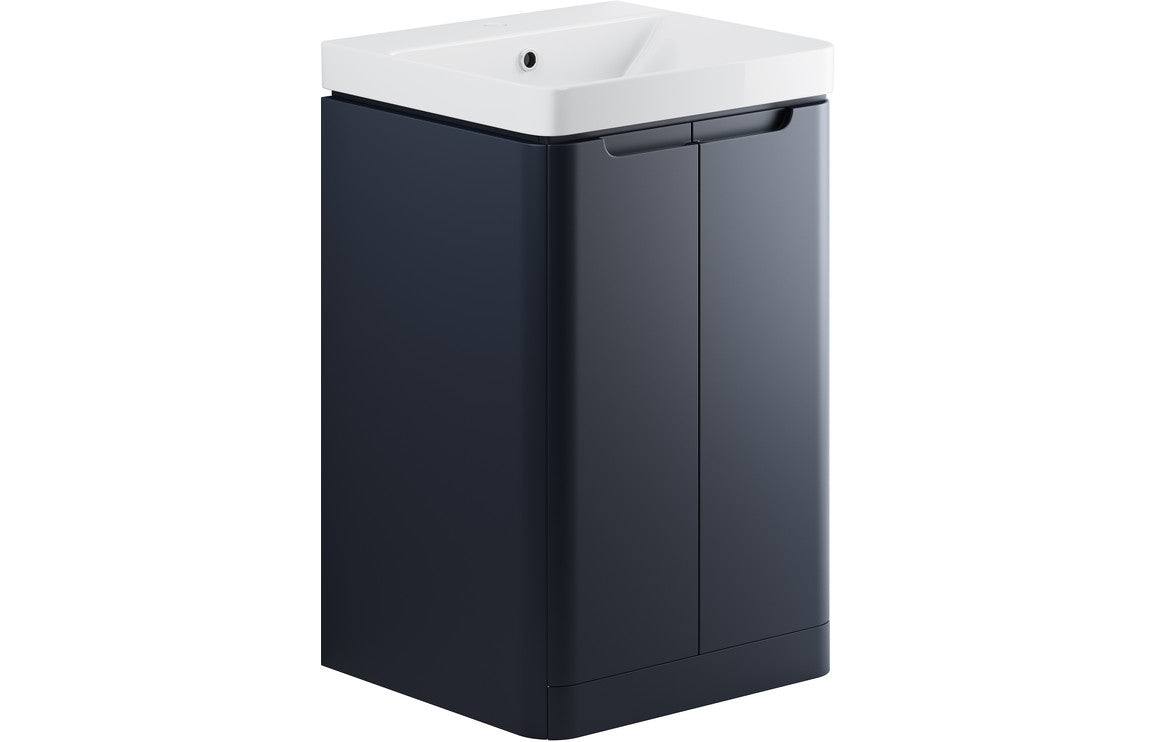 Lambra 500mm 2 Door Floor Standing Cloakroom Basin Unit - Matt Indigo