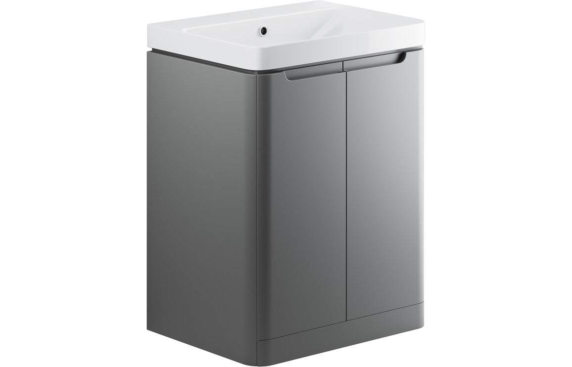 Lambra 600mm 2 Door Floor Standing Basin Unit - Matt Grey