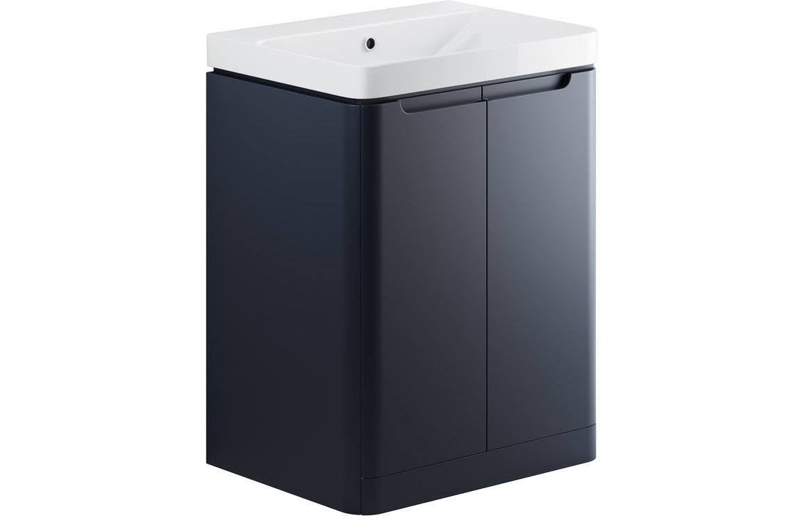 Lambra 600mm 2 Door Floor Standing Basin Unit - Matt Indigo