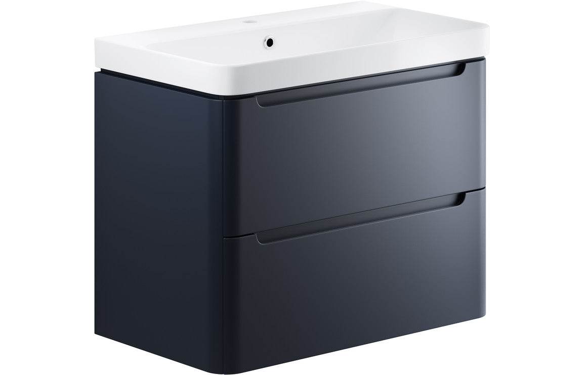 Lambra 800mm 2 Drawer Wall Hung Basin Unit - Matt Indigo