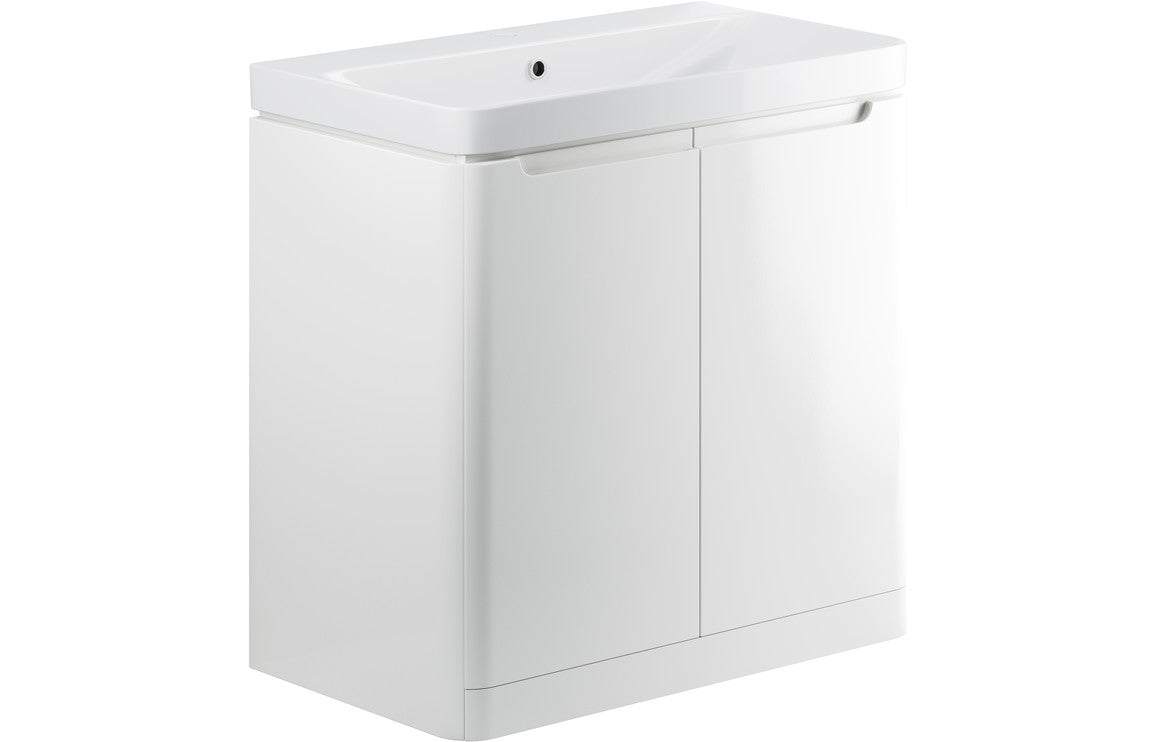 Lambra 800mm 2 Door Floor Standing Basin Unit - White Gloss