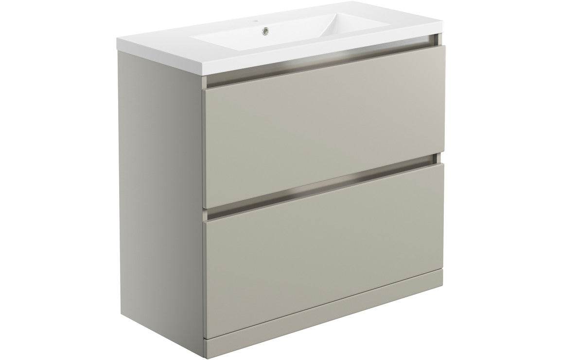 Carino 815mm 2 Drawer Floor Standing Basin Unit Inc. Basin - Latte