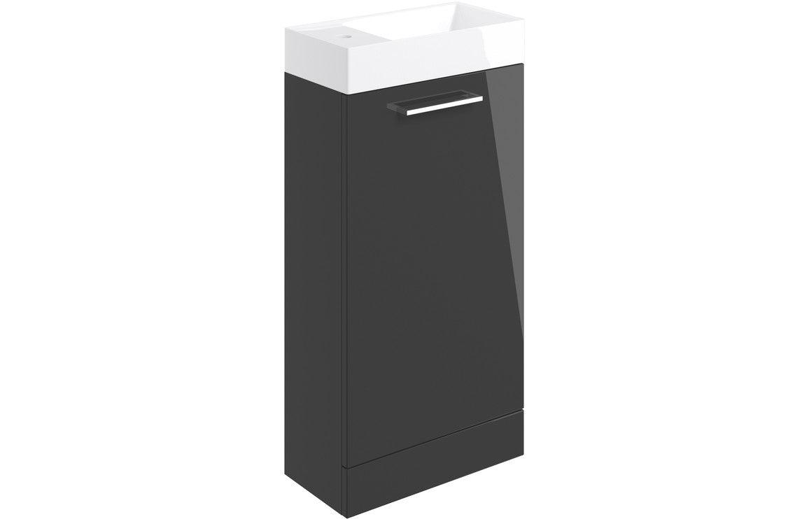 Volta 410mm Floor Standing 1 Door Basin Unit & Basin - Anthracite Gloss