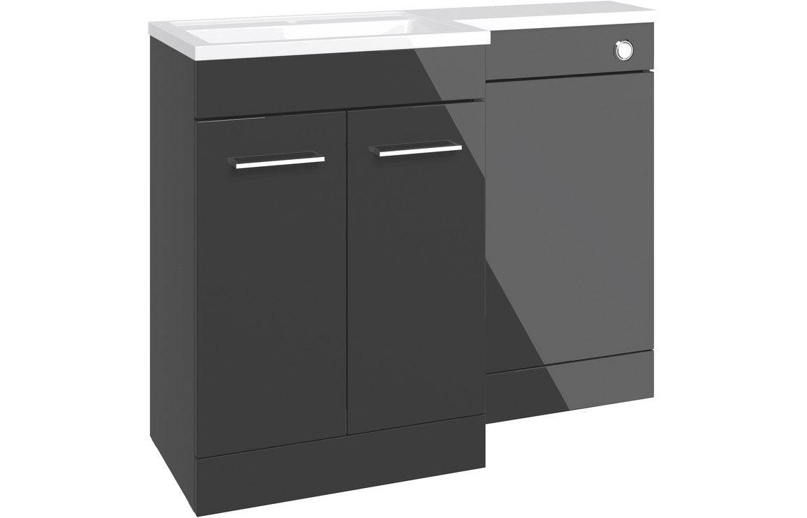 Venosa 1100mm Floor Standing L-Shape Pack & Basin (RH) - Anthracite Gloss