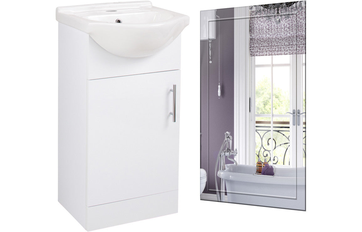 Vista 450mm Floor Standing Basin Unit & Mirror Pack