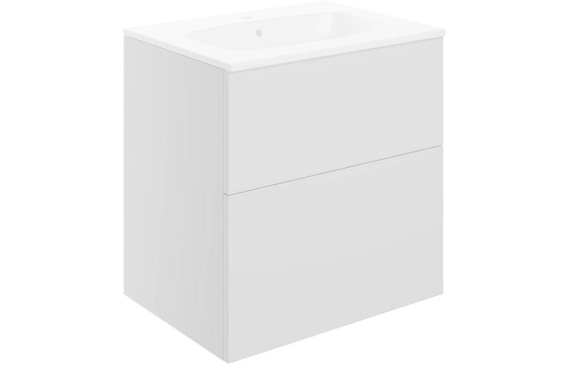 Statement 610mm Wall Hung 2 Drawer Basin Unit & Basin - Matt White