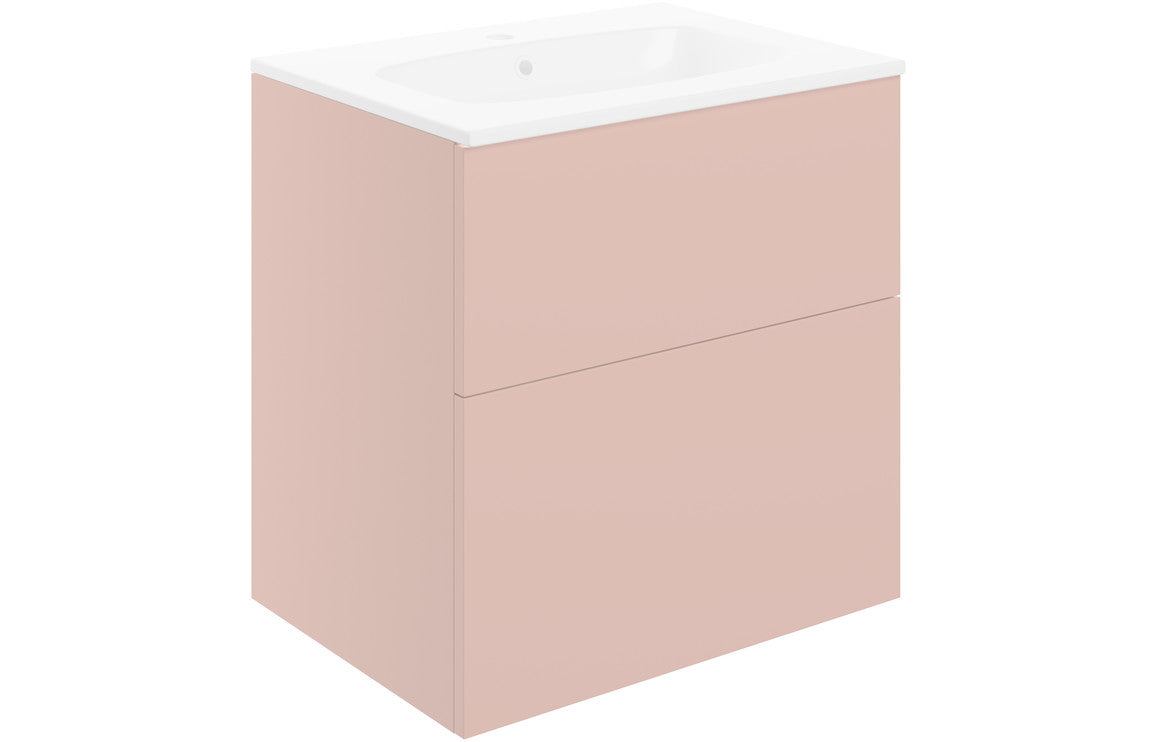 Statement 610mm Wall Hung 2 Drawer Basin Unit & Basin - Matt Antique Rose