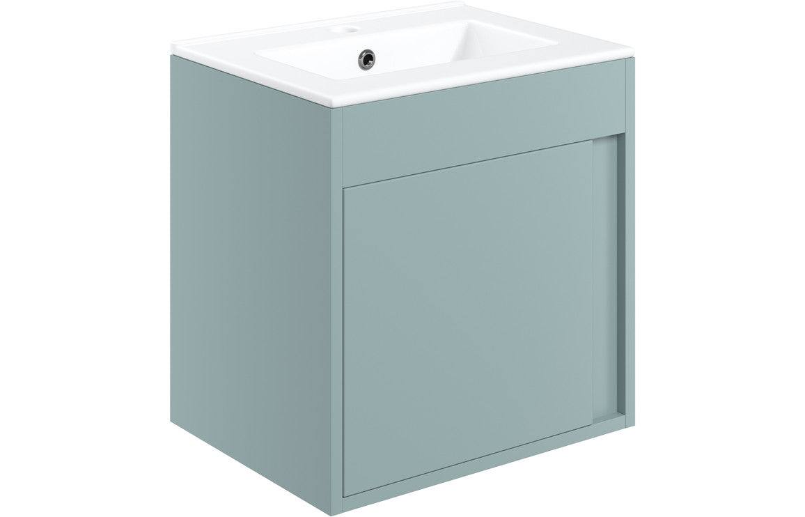 Elements 510mm Wall Hung Unit Inc. Basin - Matt Sea Green